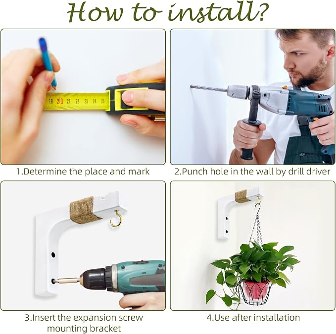 2 Pack Plant Hanger Hooks for Indoor Hanging Plants, Farmhouse Wooden Hanging - Image 5