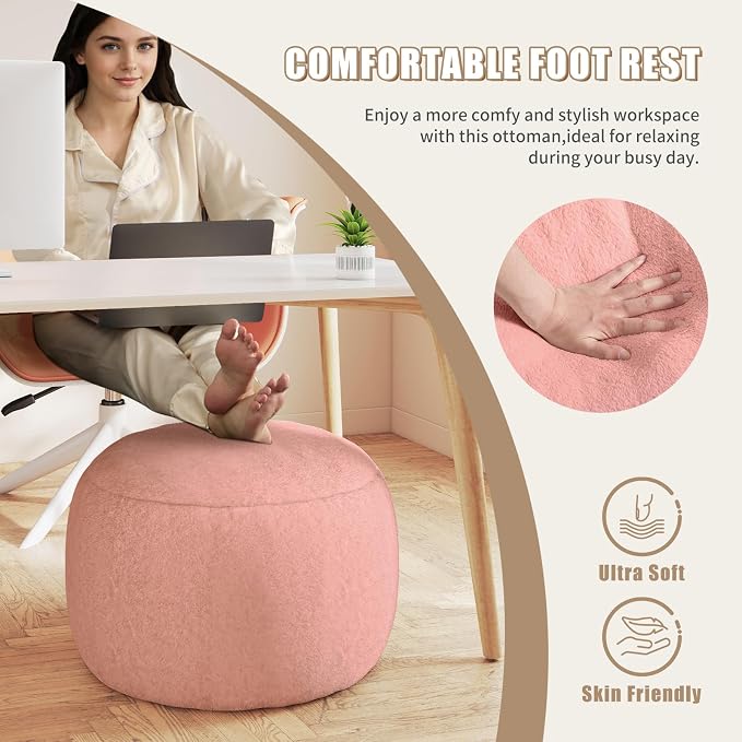 Round Stuffed Pouf Ottoman for Foot Rest, A Round Modern Foam Filled Poufs - Image 6