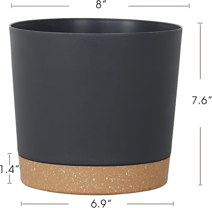 kubvici Plant Pots for Indoor Plants, 2 Pack 8 Inch Plastic Flower Pot Planters - Image 3