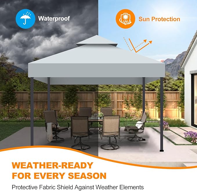 10x10 Canopy Replacement Top Cover Canopy Top Replacement Double Layer Vented - Image 2