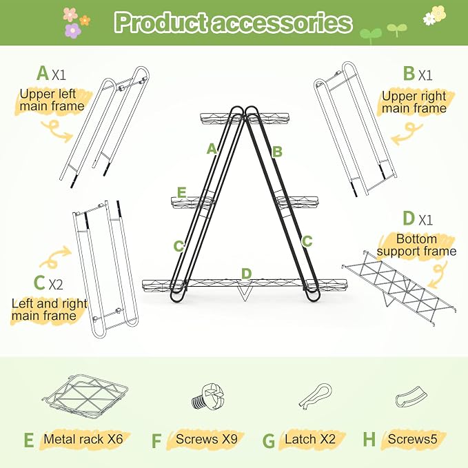 Heavy Duty Metal Plant Stand, Indoor Outdoor Plant Shelf & Rack - Image 7