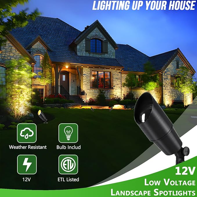 wowlite Matte Black Aluminum Outdoor Spot Lights - Image 2