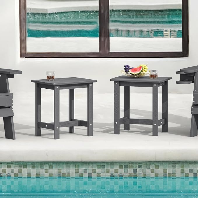 LUE BONA Outdoor Side Table Set of 2, HDPS Small Outdoor Table, Adirondack Side - Image 2