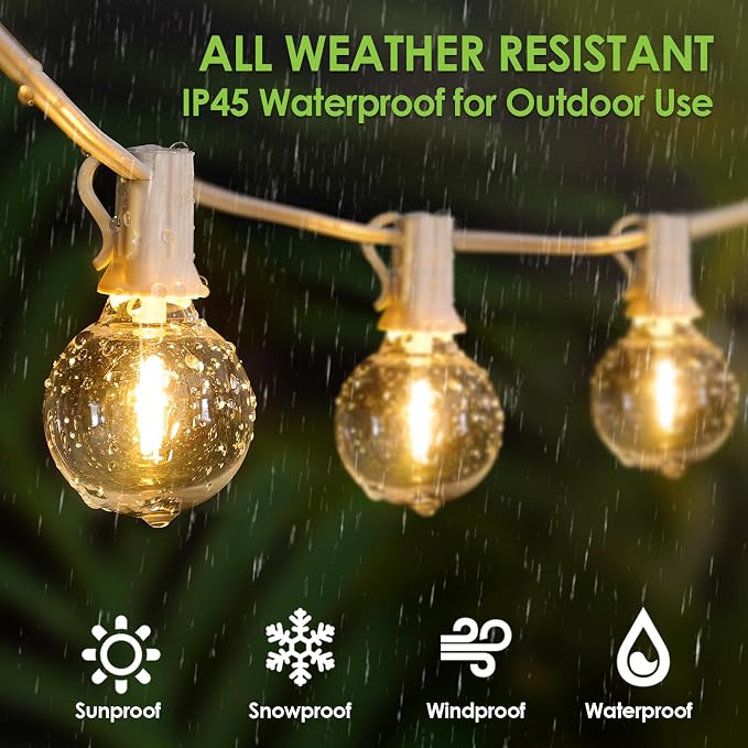 Mlambert 200Ft LED Outdoor String Lights, Dimmable G40 Globe Patio Lights - Image 2