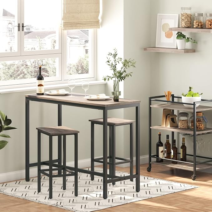 HOOBRO Bar Table and Chairs Set, 47.2” Rectangular Pub Table - Image 2
