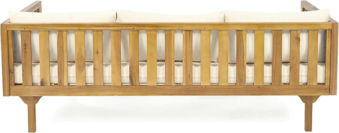 Merax 67.5" Outdoor Patio Daybed 3 Seater Sofa Bed, Acacia Wood Frame - Image 6