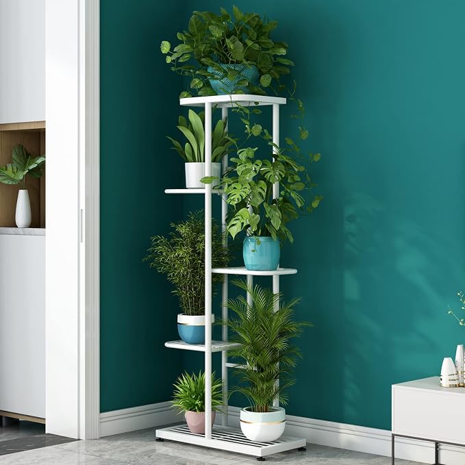 LINZINAR Plant Stand Metal 5 Tier 6 Potted Multiple Flower Pot Holder Shelf - Image 2