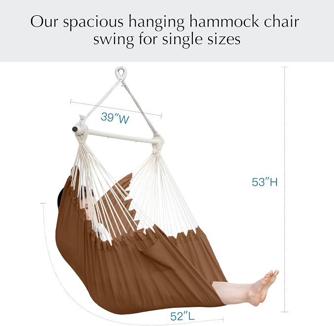 PNAEUT Hammock Chair Hanging Rope Swing - Image 5