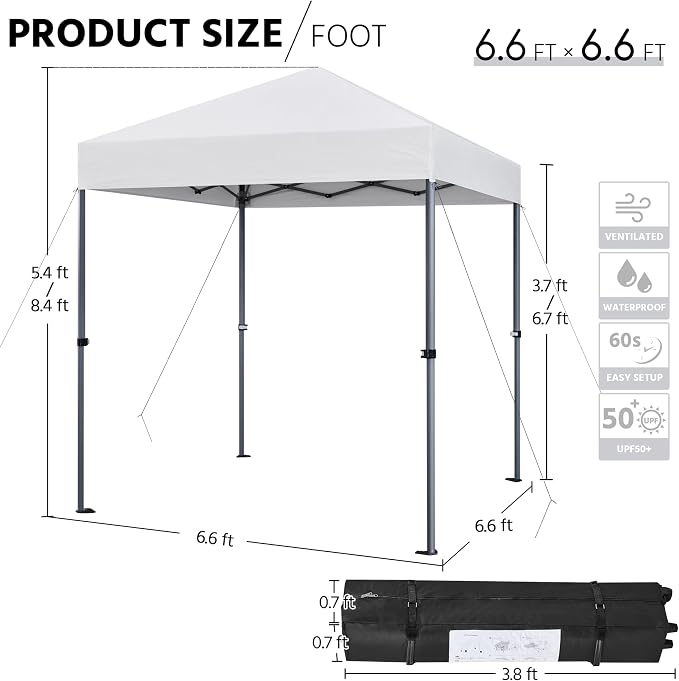 Yaheetech 6.6×6.6 Pop Up Canopy Easy Set-up Tent, Portable Outdoor Canopy - Image 3
