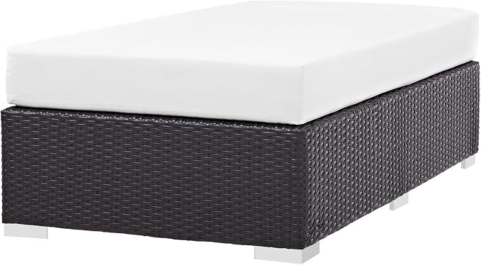 Modway Convene Wicker Rattan Outdoor Patio Rectangle Ottoman in Espresso White - Image 4