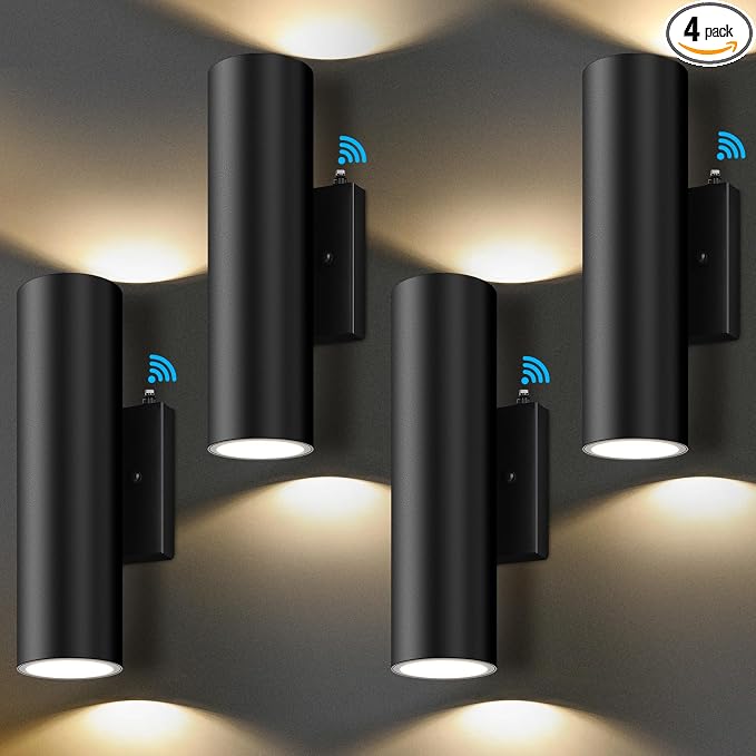 4-Pack Dusk to Dawn Outdoor Wall Lights, 12W 2700K Up and Down LED Porch Lights by WelcometoGoBright