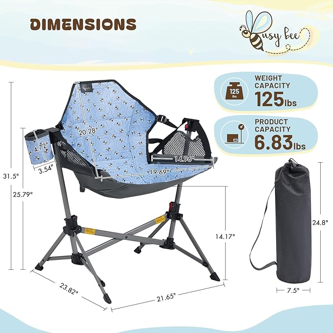 BusyBee Hammock Camping Chairs for Kids, Folding Kids Chair - Image 3