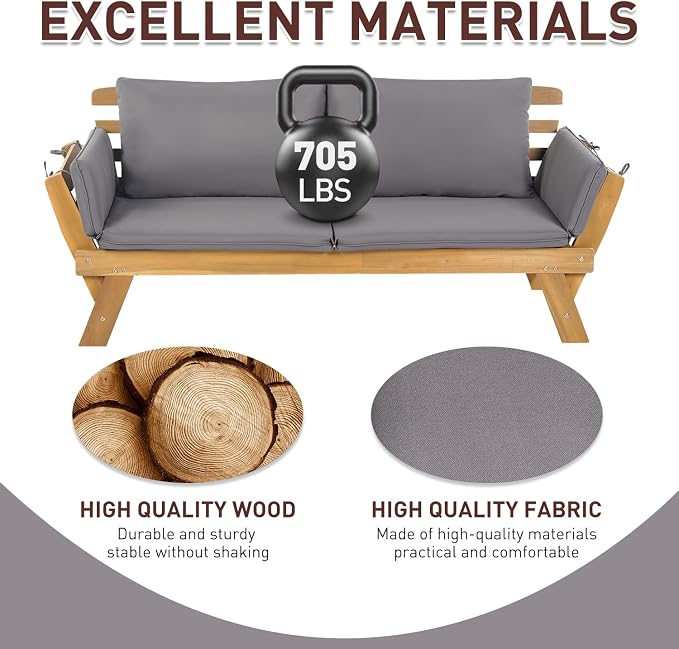 FDW Outdoor Patio Couch Daybed Sofa Loveseat Seating Outdoor Couch Daybed - Image 8