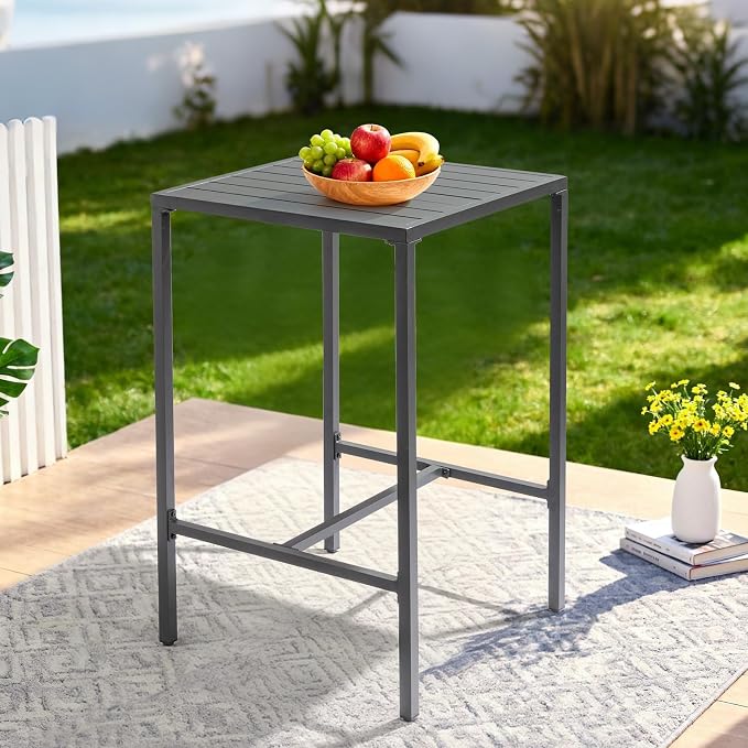 VINGLI 27 Inch Outdoor Bar Table, All-Weather Aluminum Patio Balcony Pub Table - Image 7