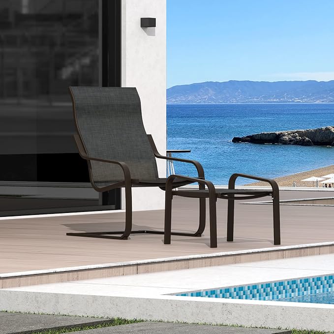 Domi Outdoor C Spring Motion Chair, Patio Bistro Set of 2, All-Weather - Image 7