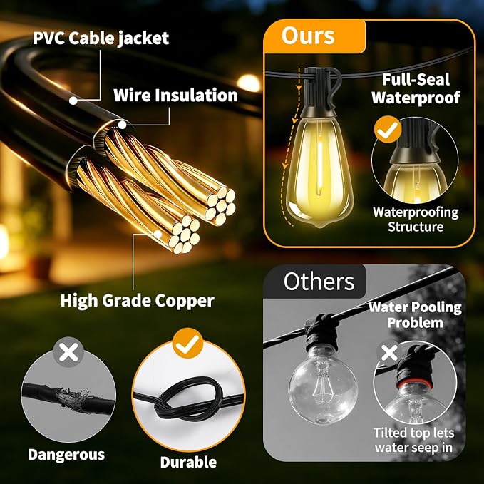 Outdoor Solar String Lights Waterproof: ST38 50ft Shatterproof Patio Lights - Image 5