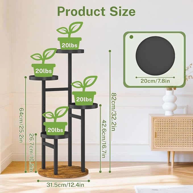 iDavosic.ly 4 Tier Plant Stand Indoor, Tiered Corner Metal Wood Multiple Flower - Image 3