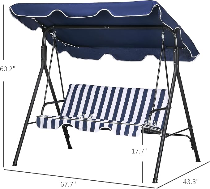 Outsunny 3-Seat Outdoor Patio Swing Chair - Image 7
