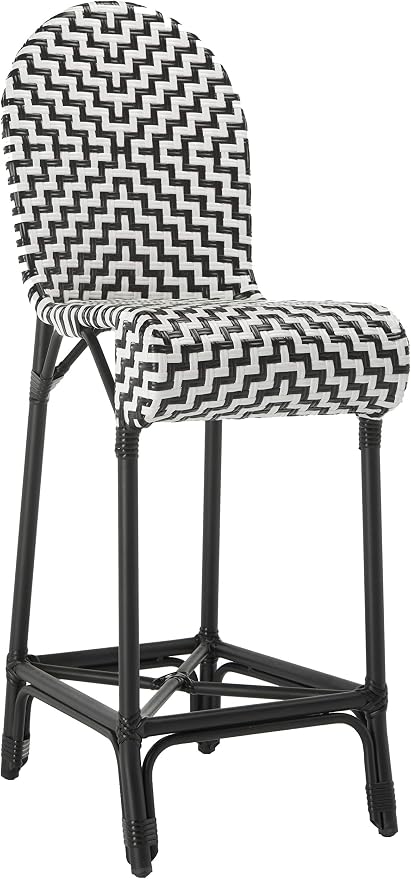 SAFAVIEH Outdoor Collection Tilden Black and White Indoor/Outdoor Bar Stool - Image 4