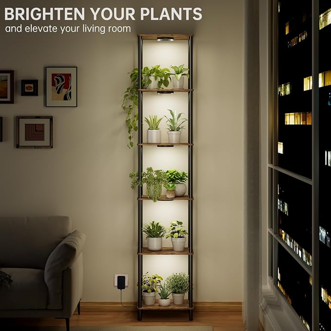 Bstrip Plant Stand Indoor with Grow Light, 81.3" Tall Indoor Plant Shelf - Image 2