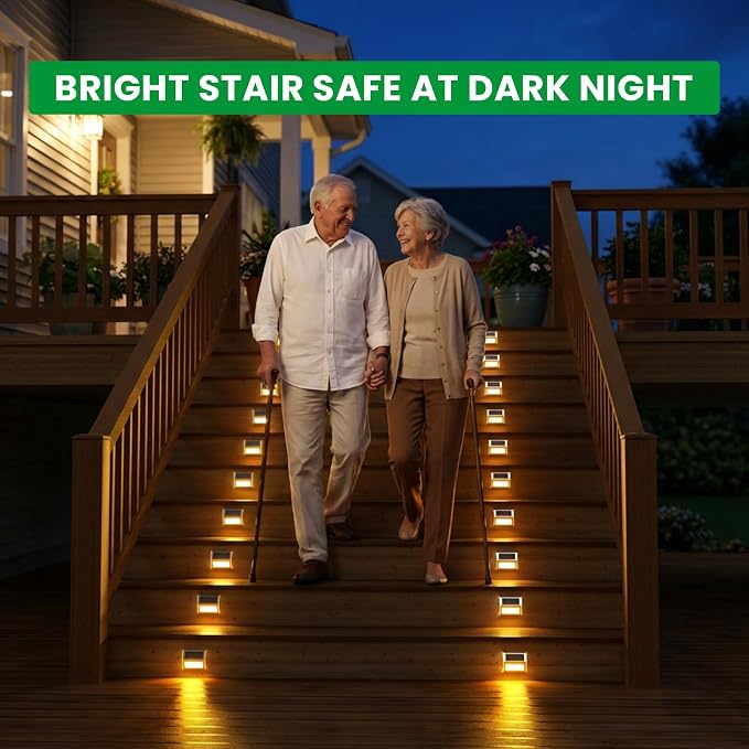 JSOT Solar Lights Outdoor for Deck, Waterproof Solar Powered Steps Light - Image 3