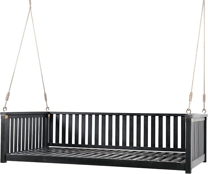 Patio Twin Size Garden Swing Daybed, Acacia Wood Porch Swing by RuiSiSi
