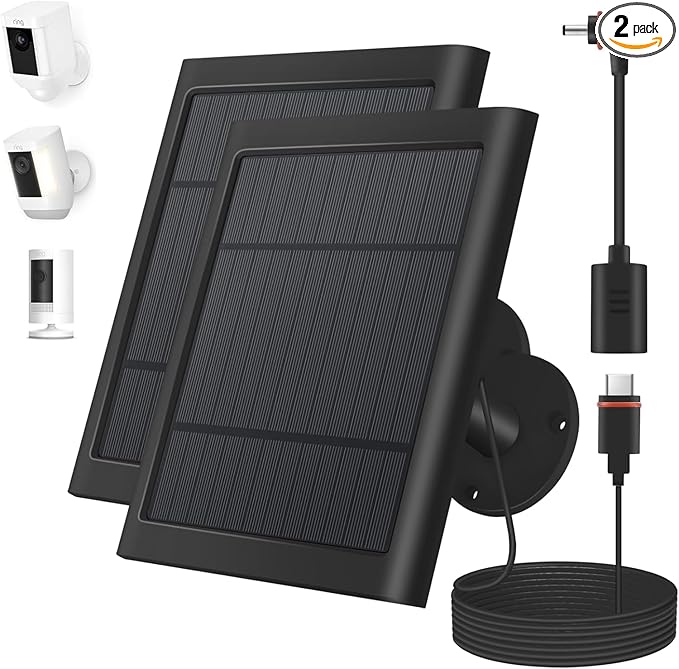 2 Pack 4W Solar Charger for Ring Spotlight & Stick Up Outdoor Cam, High by Paodekua