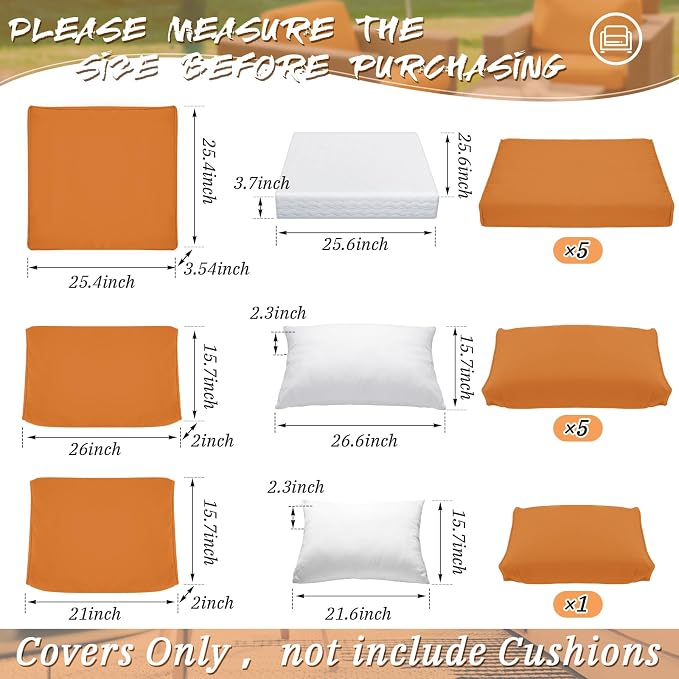 Patelai 11 Pcs Waterproof Patio Cushion Covers - Image 3