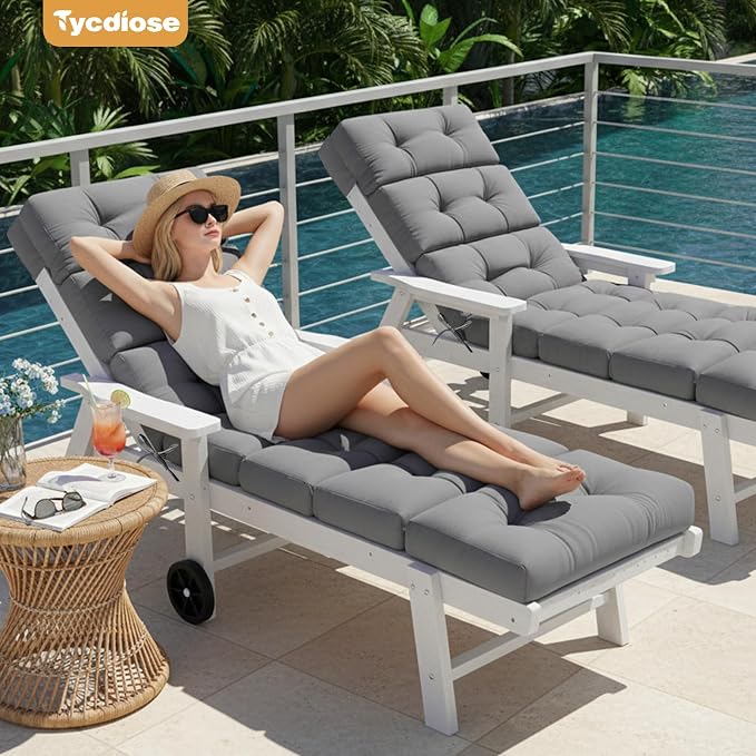 All Weather Chaise Lounge Cushions Outdoor 74.4 x 22 x 4 Inches Lounge Chair - Image 4