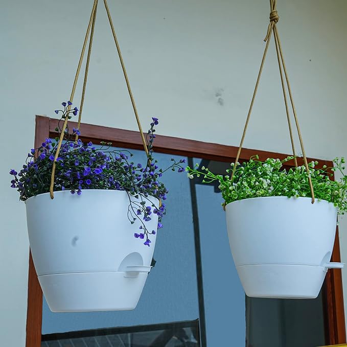 10 Inch Self Watering Hanging Pots, 2 Pack Hanging Planters - Image 5