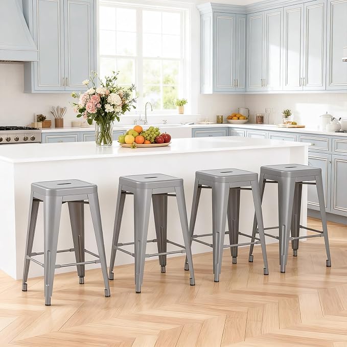 Stackable Metal Bar Stool Backless Indoor-Outdoor Counter Stools Fullmetal - Image 2