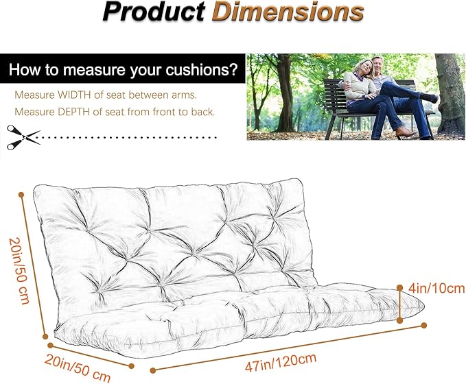 2-3 Seat Swing Replacement Cushion, Outdoor Bench Cushions - Image 6