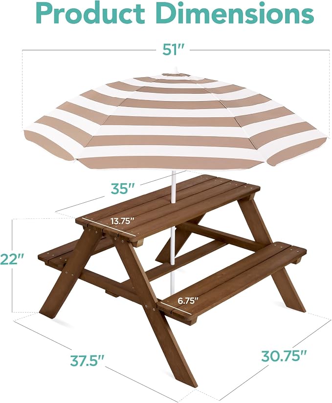 Best Choice Products Wooden Kids Picnic Table - Image 3