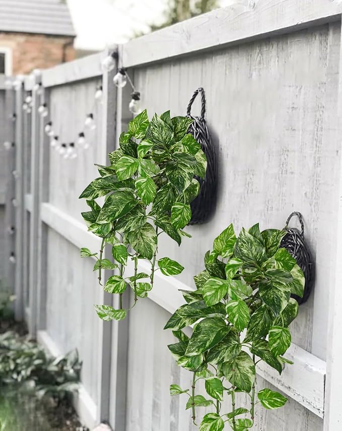 Hollyone Artificial Pothos Hanging Plants 25" Fake Ivy Vine Faux Ivy Pothos - Image 4