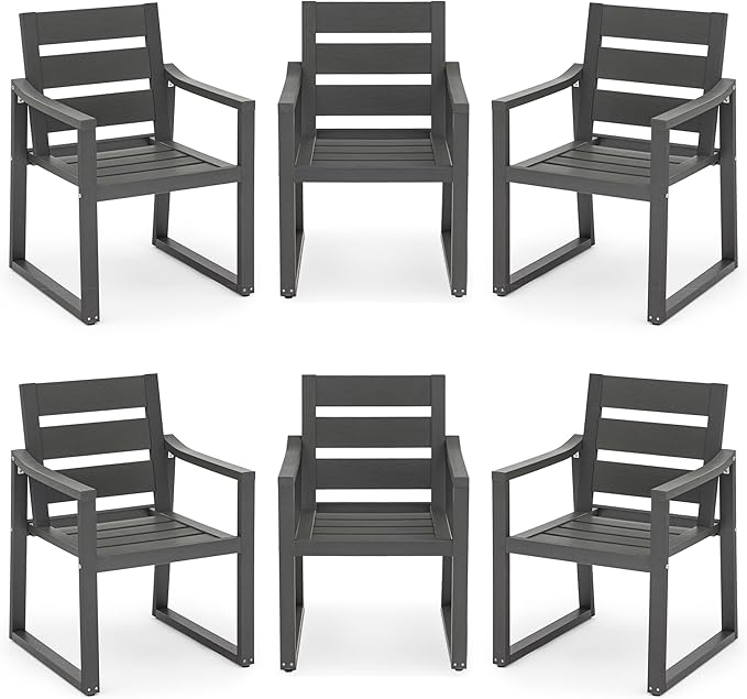 HDPS Outdoor Dining Chairs Set of 6, 350 LBS, Patio Dining Chairs by COZYMAN