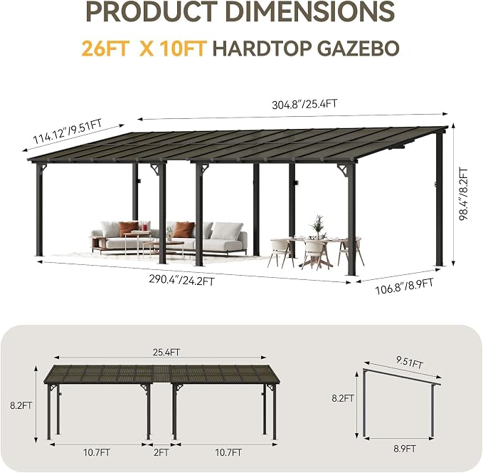 Aoxun 26' x 10' Pergola for Patio, Gazebo - Image 2