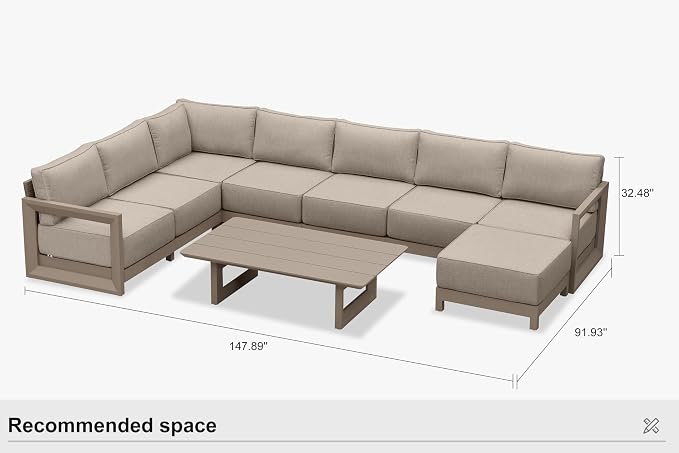 PURPLE LEAF Patio Furniture Set U-Shaped Outdoor Couch - Image 9