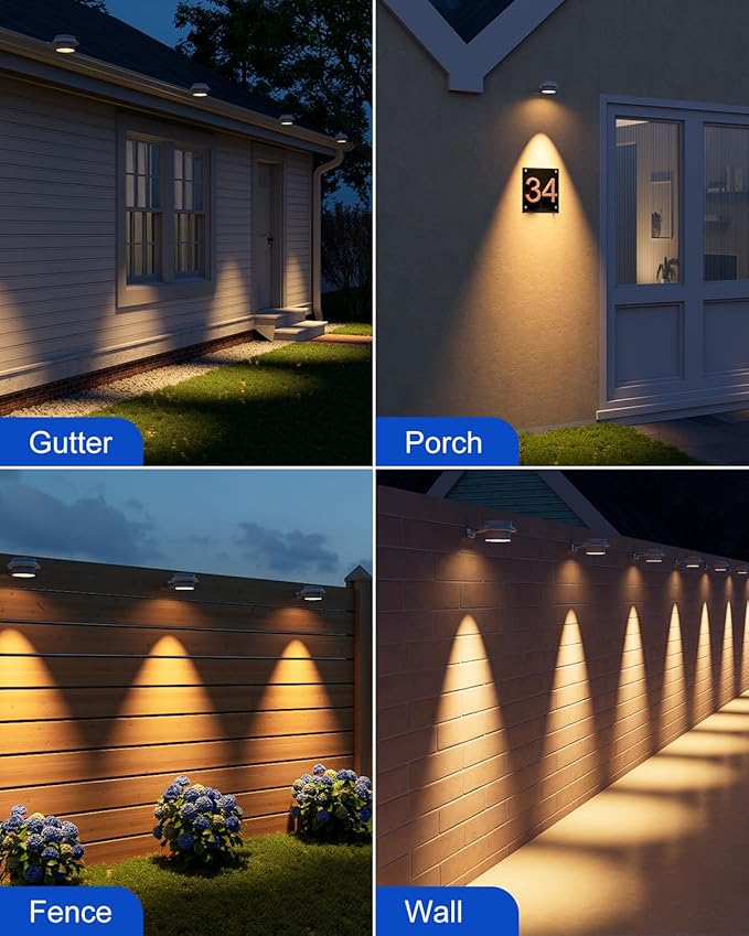 8 Pack White Solar Powered Clip On Gutter Mount Lights Outdoor Waterproof LED - Image 4