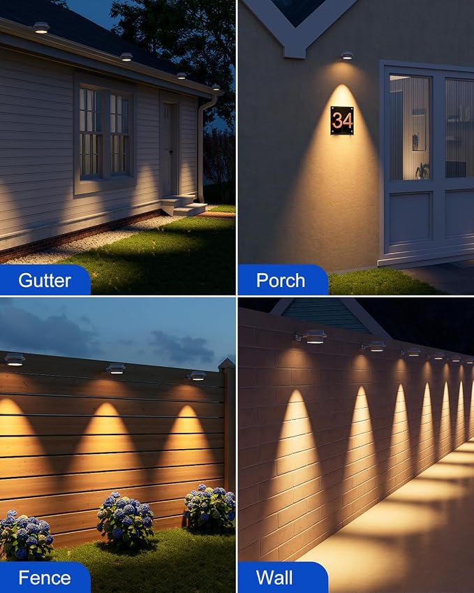 4 Pack White Bright Solar Powered Gutter Mounted Lights Outdoor Waterproof Led - Image 4