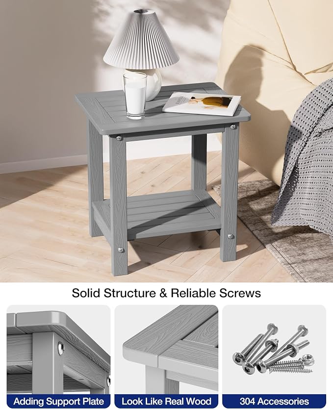 YEFU Outdoor Side Table for Patio: 16" HIPS Weather - Image 6