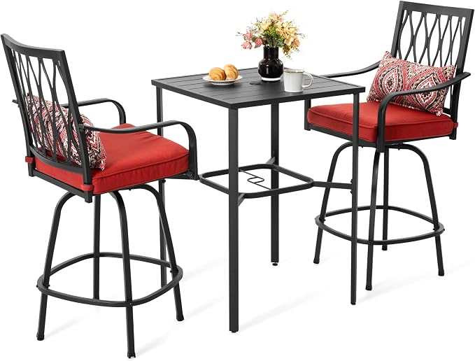 NUU GARDEN 5-Piece Patio Bar Set, 4 Swivel Bar Stools by NUUGARDENCORPORATION