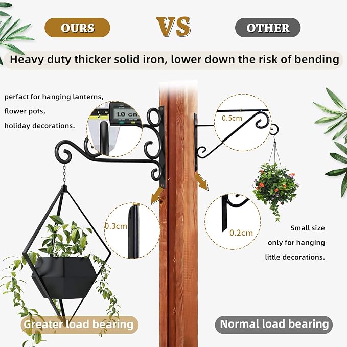 Fashion&cool Wall Hanging Plant Brackets, 12 Inch Retro Heavy Duty Iron Plant - Image 4