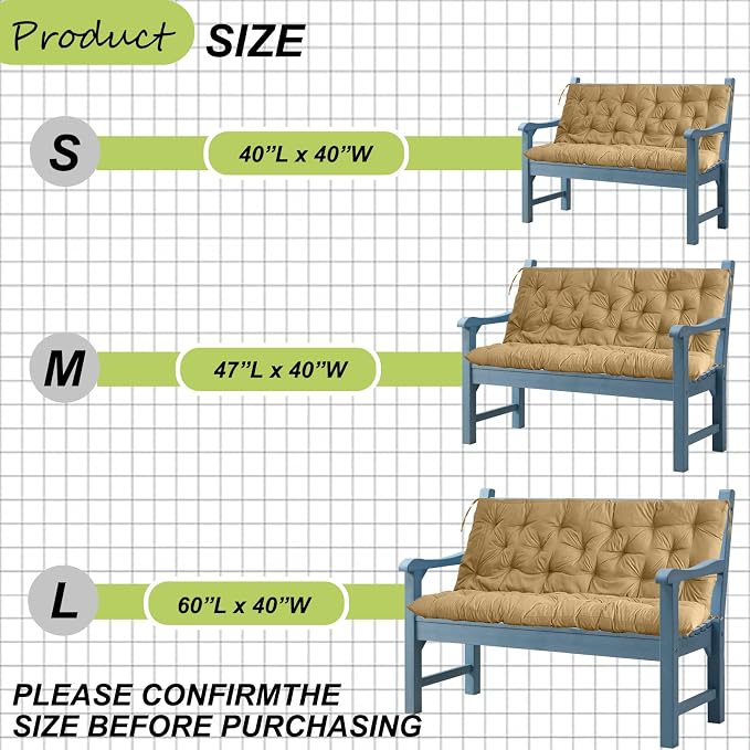 Waterproof Porch Swing Cushion Replacement, Thick 4" 2–3 Seat Outdoor Swing - Image 6