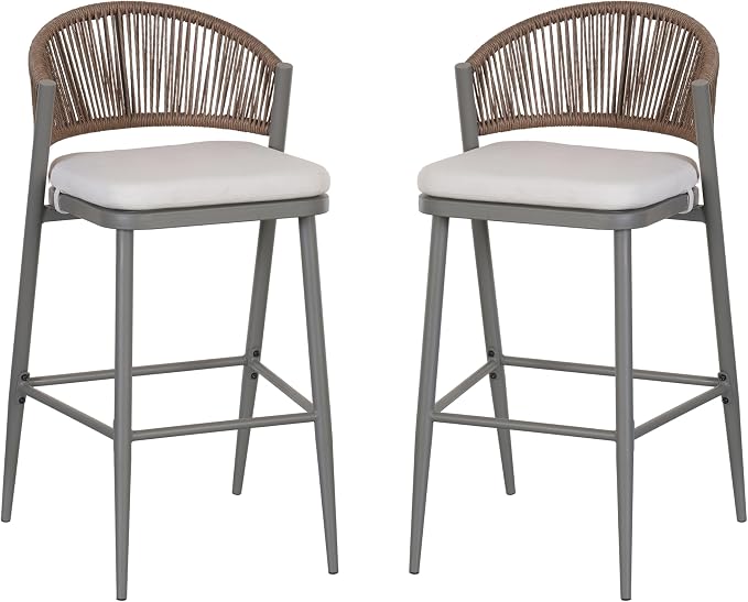 Christopher Knight Home Hearth 30.25" H Patio Barstools Set of 2, Woven Wicker - Image 4