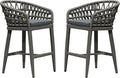 PURPLE LEAF Outdoor Rattan 24" Counter Height Bar Stools Chair Set of 2 by PURPLELEAF