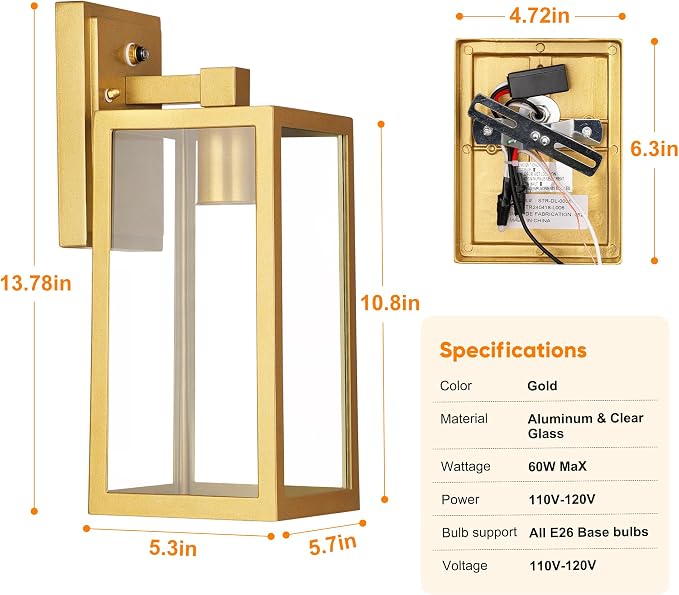 PARTPHONER Gold Dusk to Dawn Outdoor Lights - Image 5