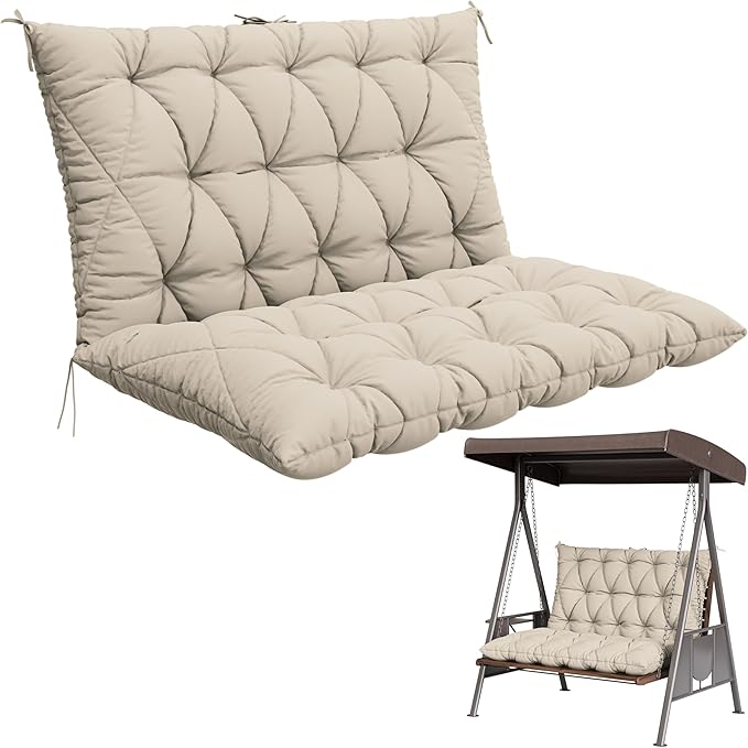 Porch Swing Cushion with Backrest, Waterproof Bench Cushion by Pakunoda