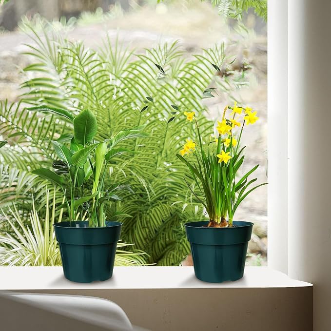 50 Pack 6 Inch Nursery Pots, Planting Grow Plastic Flower Pots, Thick Planters - Image 6