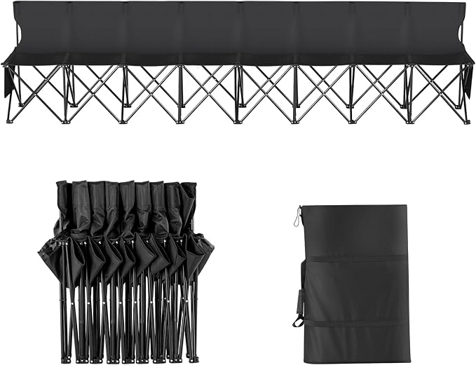VEVOR Portable Folding Bench, 8 Seats Foldable Sideline Bench, Outdoor Camping - Image 10