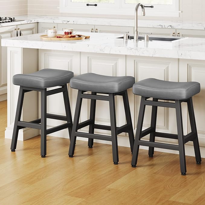 Counter Height Bar Stools Set of 3, 24 Inch Barstools by Raynesys